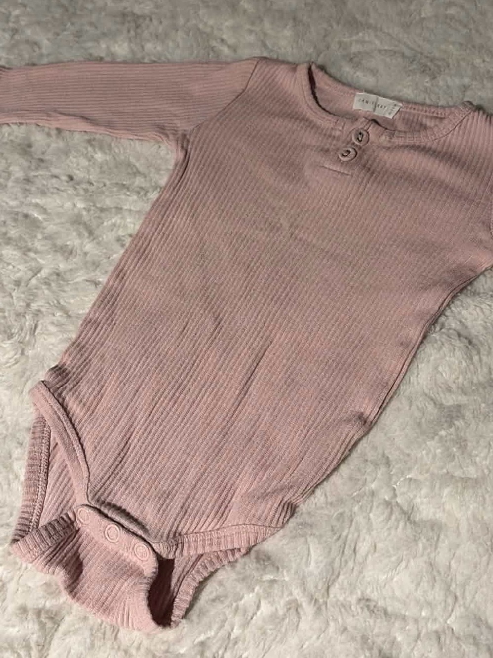 Jamie Kay Pale Pink Ribbed Long-Sleeve Baby One-Piece